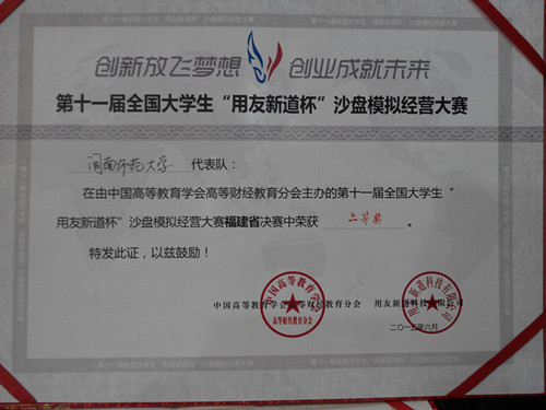 公司代表队在第十一届全国老员工沙盘模拟经营大赛福建省总决赛中获得二等奖